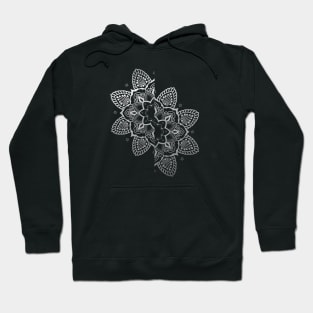 split flower mandala on cassis rose background Hoodie